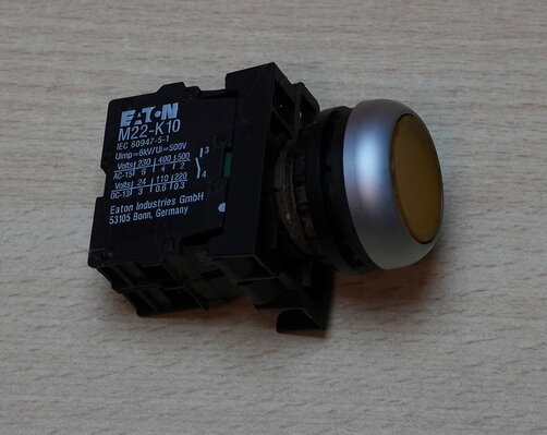 Moeller M22-K10 signaalknop terugverend geel met M22-LED element