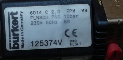 Burkert 125374V Soleno&iuml;deklep 230V 0-10 bar