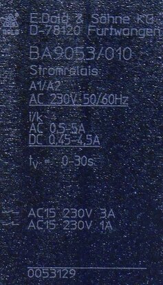 Dold stroomrelais BA9053/010 AC 0,5-5A 230V 0-30S 0053129
