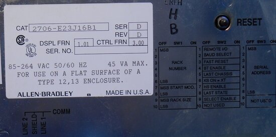 Allen Bradley 2706-AB E23J16B1 data liner message display