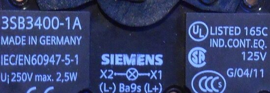 Siemens Complete drukknop geel incl. lampenhouder 3SB3 605-0AA31
