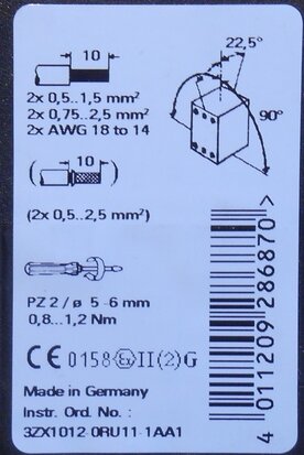 Siemens Thermal Overload Relay from 0.35 to 0.5 A 3RU1116-0FB0