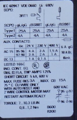 Siemens Thermal Overload Relay 0.55-0.8 A 3RU1116-0HB0