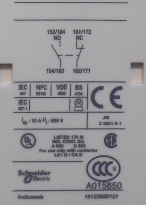 Telemecanique Hulpcontact LAD8N11 1M 1V 038467