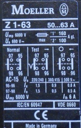 Moeller Thermishe beveiliging relais Z1-63 / Z 1 - 63, 50 tot 63A