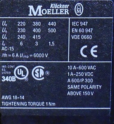 Moeller PKZ2 contact module module SE1A-230V 50Hz, 240V 60Hz