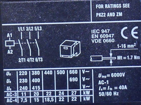 Moeller contact module SE1A-PKZ2 230V 50Hz, 240V 60Hz