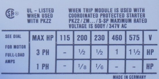 Moeller overload ZM-2,4-PKZ2 BEV UNIT 1,6-2,4A