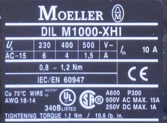 Eaton Moeller DILM1000-XHI11-SI Auxiliary contact Auxiliary contact block Side mount