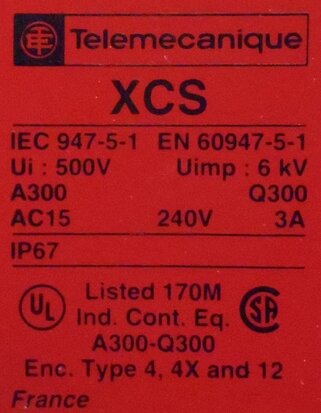 Telemecanique safety position switch limit switch XCS B703 018 539