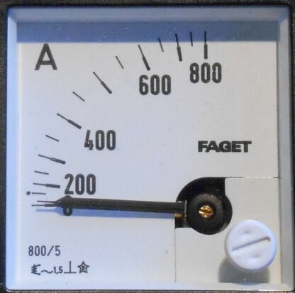 Faget Amperemeter panel construction EIV48 5-800A meters
