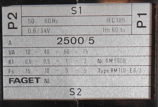 Faget Stroommeettransformator trafo RM110-E8/2 2500/5 4M5906