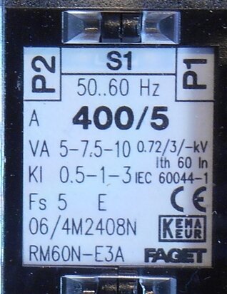 Faget Eleq Stroommeettransformator trafo RM60N-E3A 400/5A 5-7,5-10VA