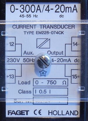 Faget ELEQ Current measuring transformer transformer RM228-074CK 0-300A 4-20mA