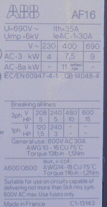 ABB AF16-30-22-13 Magneetschakelaar 3P 2NO+2NC 30A 100-250V