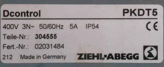 Ziehl Abegg Dcontrol horsepower T5 400V 3N ~ 5A IP54 inverter 304 555