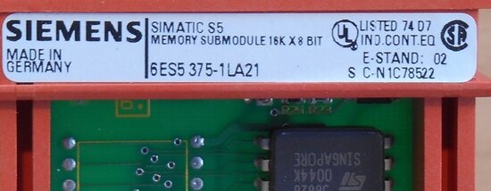 Siemens simatic 6ES5 375-1LA21 EPROM 16Kx8BIT memory module