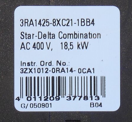 Siemens 18.5 kW DC 24 V star-delta switch 3RA1425-8XC21-1BB4