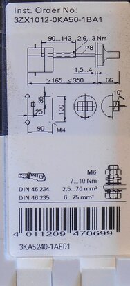 Siemens Indus. Sector lastscheiders 3KA5240-1AE01 IE 125A UE 690V 4p