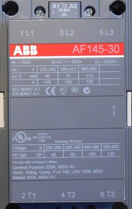 ABB AF145-30 Magneetschakelaar 20-60VDC 3P 250A (gebruikt)
