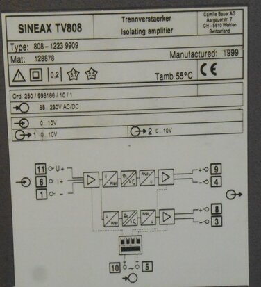 Camille Bauer SINEAX TV808 Isolating amplifier 808-1233 9909