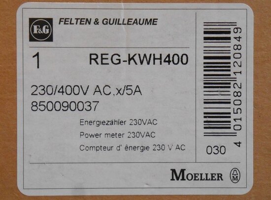 F&G Moeller REG-KWH400 static energy meter 230/400V AC x/5A 850090037