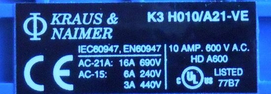 Kraus & Naimer KG315 T103 Load break switch T301/NL071Y VE