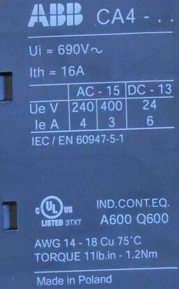ABB Auxiliary contacts for front mounting 4 block 3 NO + 1NC serving contactor AF09, AF16 SBN010140R1131