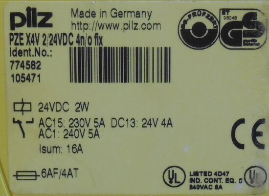 Pilz PZE X4V 2/24VDC 4n/o fix relais 774582