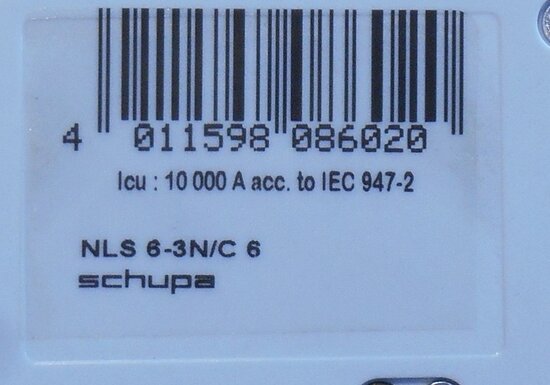 Schupa NLS 6-3N / C6 Circuit breaker 6A 032 333 C 3 Ph + N