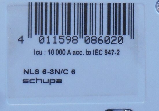 Schupa NLS 6-3N/C 6 Installatieautomaat 032333 C 6A 3Ph+N