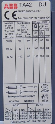 ABB thermal relay TA42 DU 42A