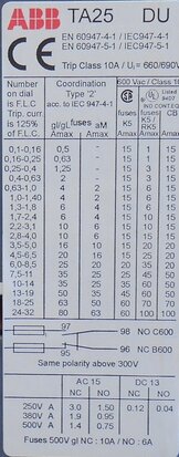 ABB thermal overload relay TA 25 DU 1.0 A