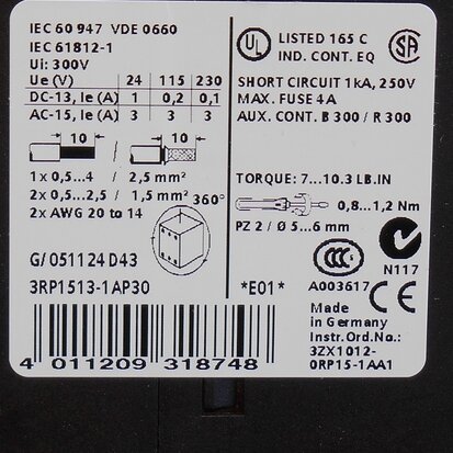 Siemens timers delayed 3RP1513-1AP30