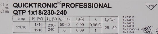 Osram Quick Tronic Professional QTP 1x18 / 230-240 ballast