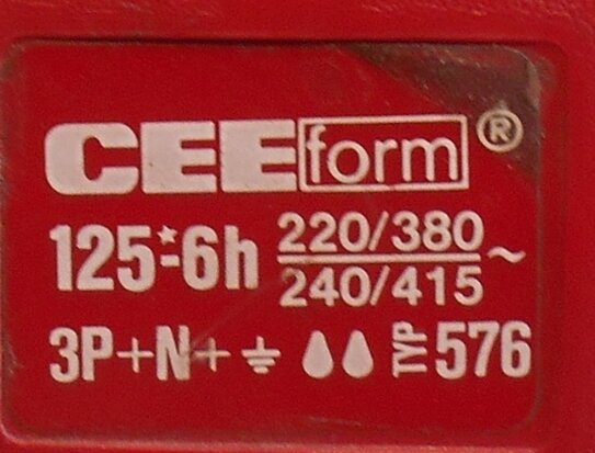 CEE form 125a-6h coupling plug connector 5 pole type 576