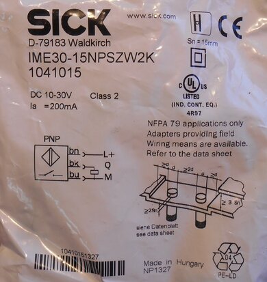 Sick inductive sensor IME30-15NPSZW2K 1041015