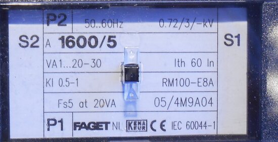 Eleq Faget RM100 4M9A04 Stroommeettransformator Stroomtransformator RM100-E8A 1600/5A