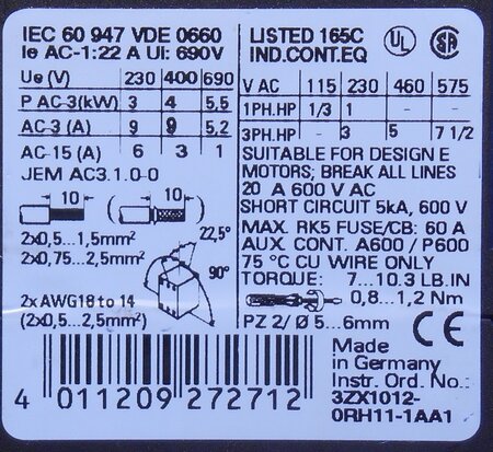 Siemens 3RT1016-1BB42 magneetschakelaar 24V DC 3P 1NC (gebruikt)