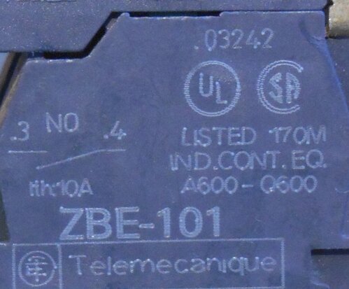 Telemecanique knop groen start knop met ZBE-101 NO contact element