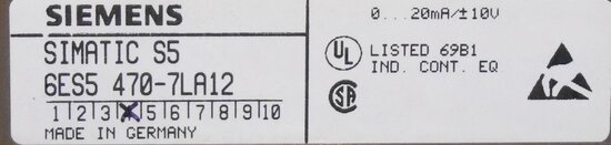 Siemens 6ES5 470-7LA12 Analog Output Module 8ao