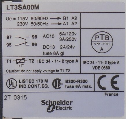 Schneider Telemecanique LT3SA00MN motor protection relay Temperature Measurement 068 822