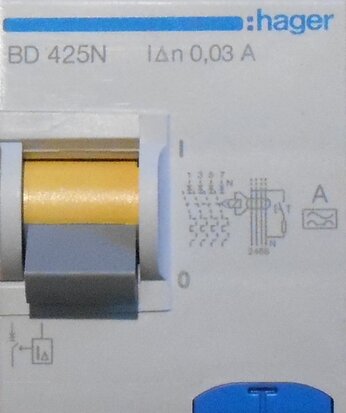 Hager BD425N aardlek element 4p 25A 30mA klasse A 134450