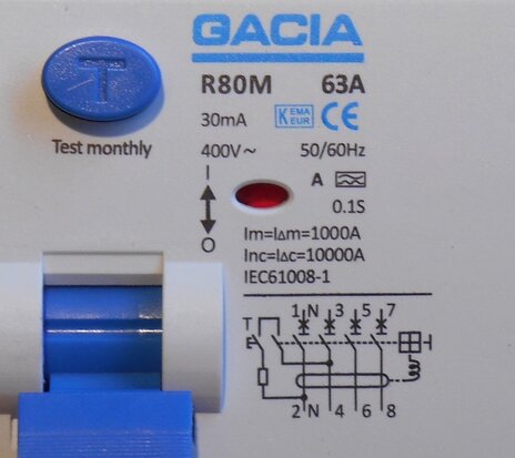 Gacia R80M-6340 4p 63Amp RCD 30mA 10kA R80M