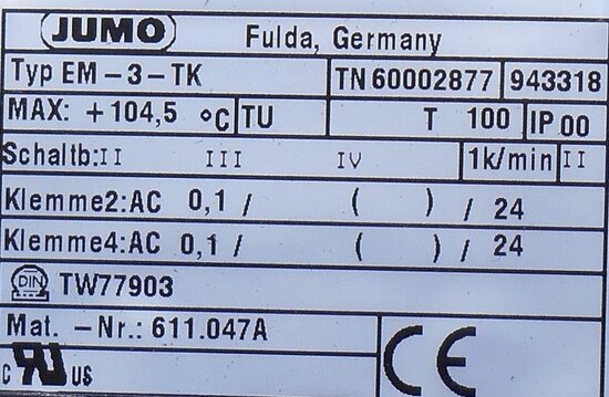 Nefit 78046 limit thermostat, Jumo EM-3-TK Installation Thermostat