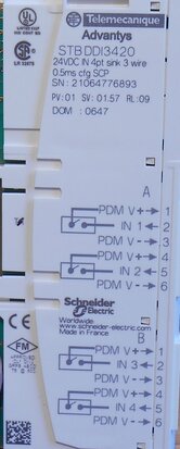 Telemecanique STBDDI3420 input module 24VDC 4pt sink 3 wire 0.5ms 205594