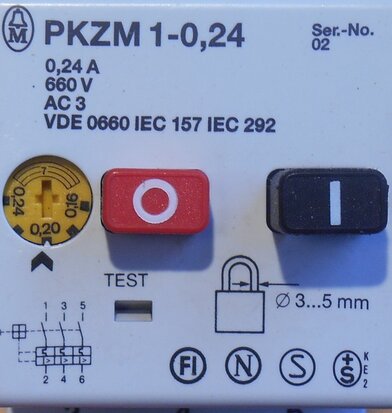 Moeller PKZM1-0,24 motorbeveiligingsschakelaar PKZM 1-0,24