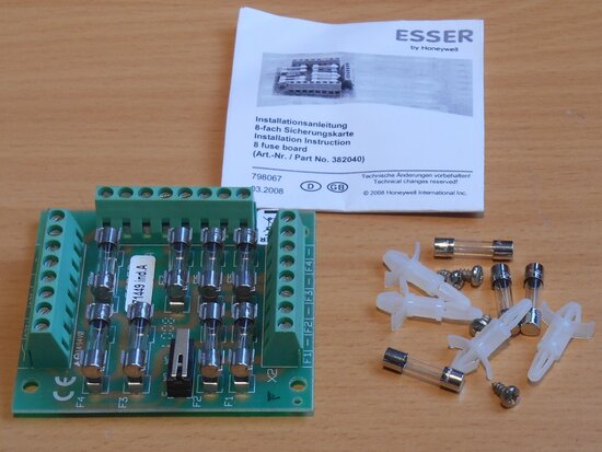 Esser Honeywell 382040 fuse card 8x 0.5A fire detection technology