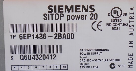 Siemens 6EP1436-2BA00 SITOP power 20 voeding power supply