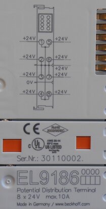 Beckhoff EL9186 Potential Distribution Terminal 8 X 24v